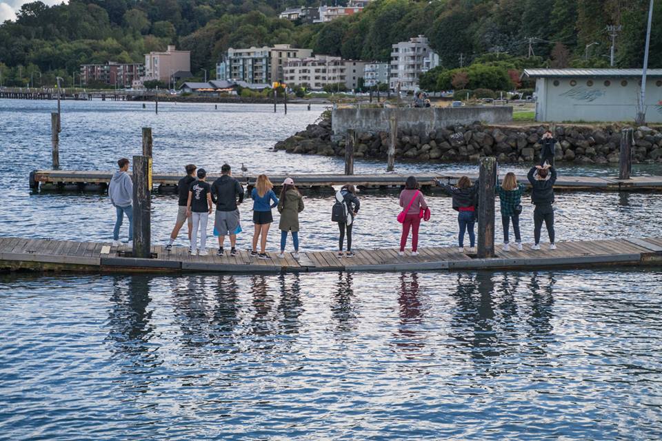 Students on Dock